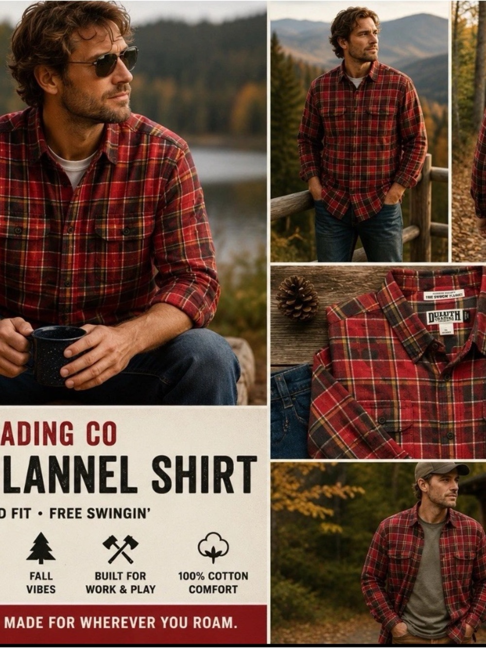 Duluth Trading Flannel Shirt Mens XL Red Plaid Untucked Relaxed Fit Free Swingin